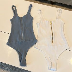Adorable Blue and White Zip Up Bodysuits